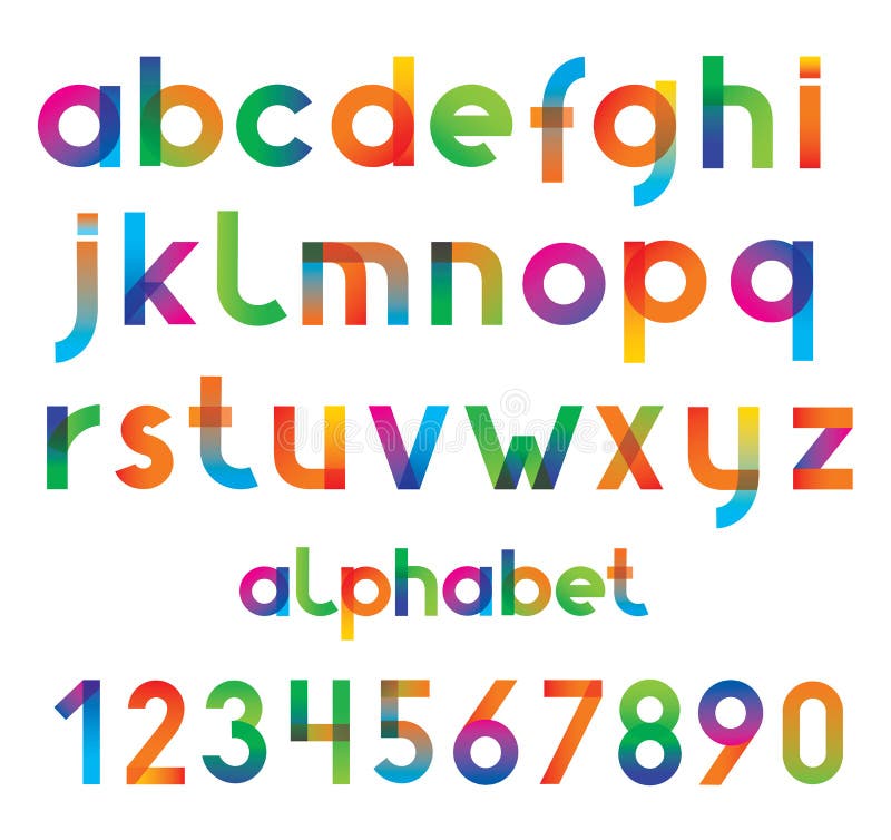 Colorful vector font and numbers. stock illustration Colorful vector font and numbers. stock illustration