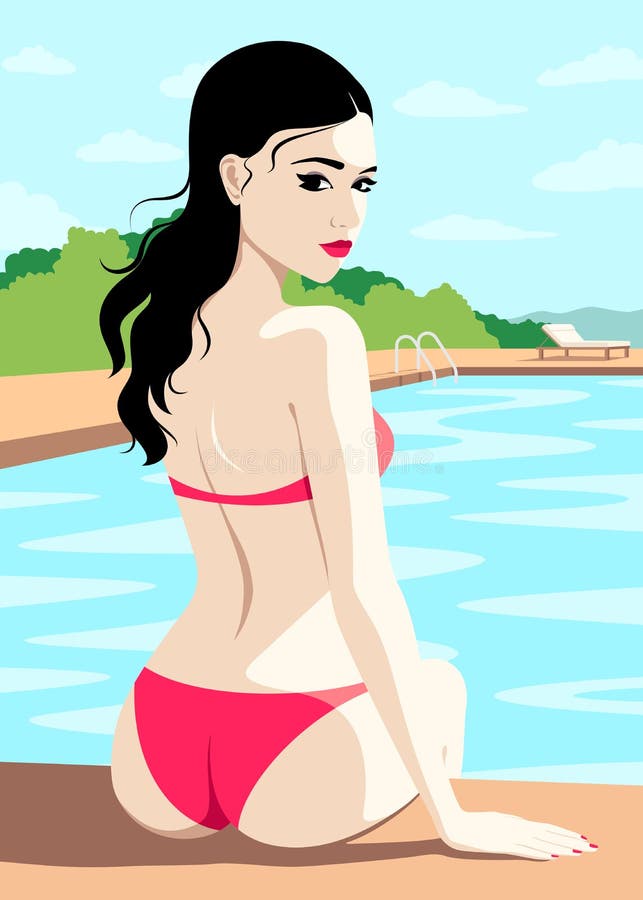 Woman in a thong on the beach Royalty Free Vector Image