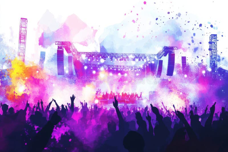 Music Festival Scene with Enthusiastic Crowd