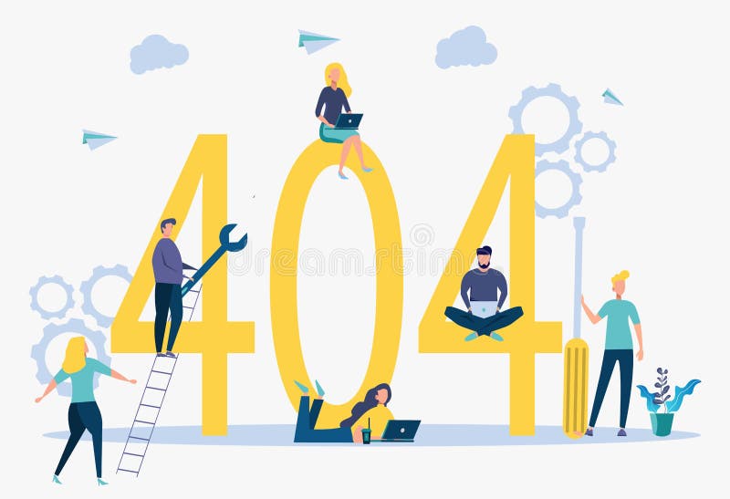 Colorful vector illustration, error 404, disconnect from the internet, not available. People connect internet access. Colorful vector illustration. Brain disconnect illustrations