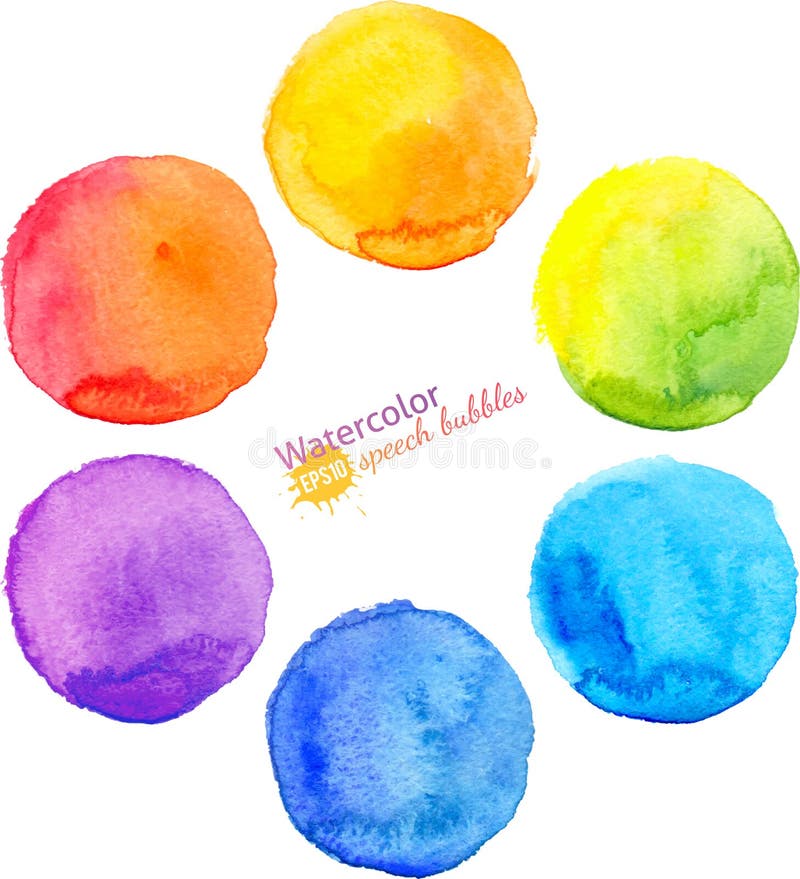 Colorful vector isolated watercolor paint circles