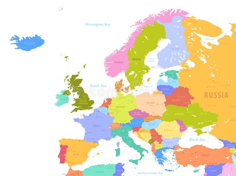 Colorful Vector map of Europe royalty free illustration Colorful Vector map of Europe royalty free illustration
