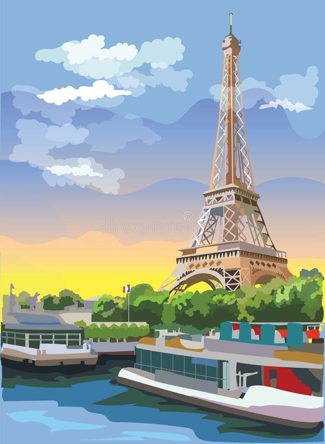 Colorful vector Paris 3 stock vector. Illustration of paris - 155775578