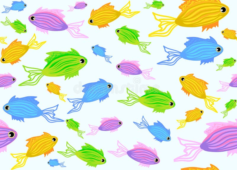 Colorful vector seamless pattern with coloured marine fish royalty free illustration