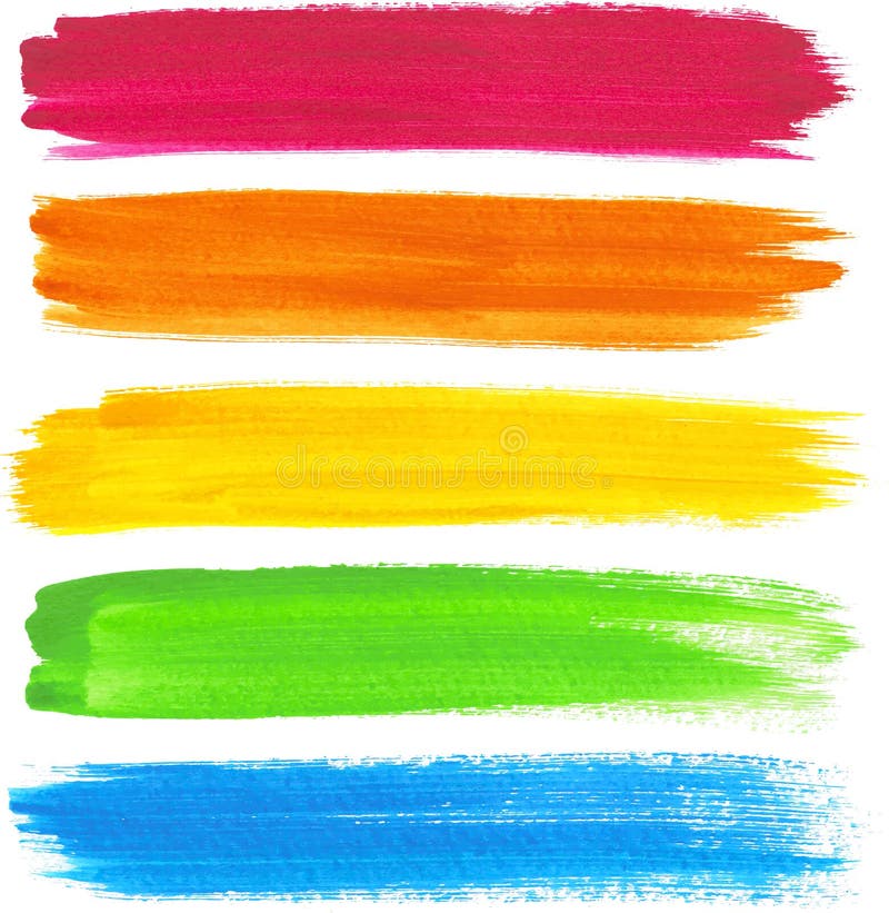 Colorful vector watercolor brush strokes