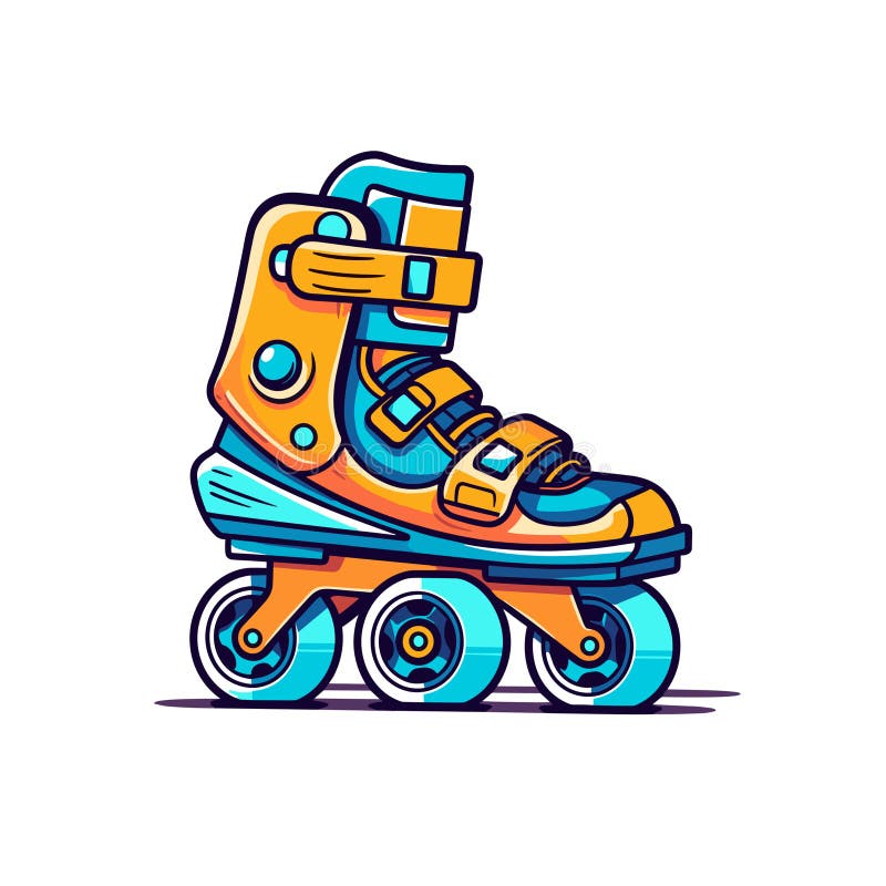 A colorful and vibrant illustration of a roller skate in a cartoon style vector illustration