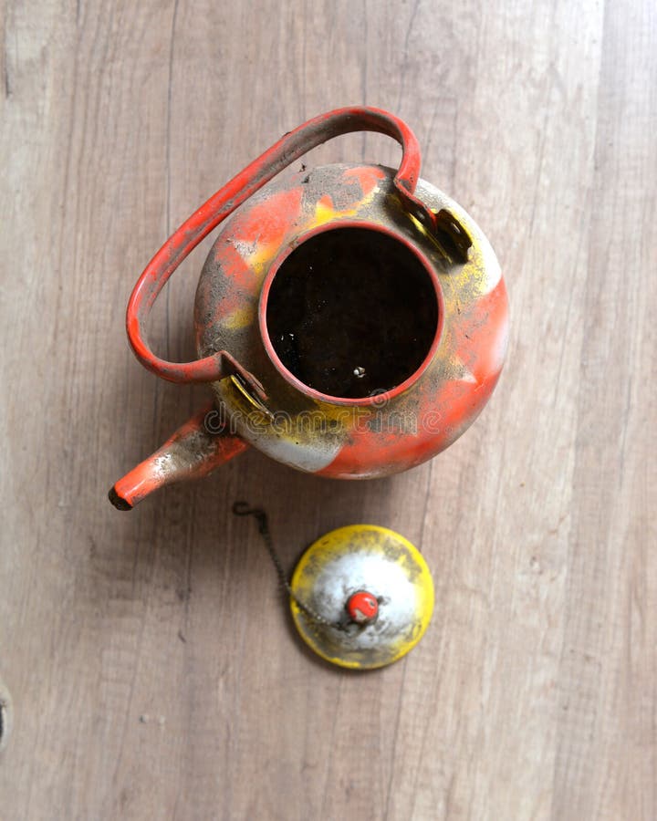 Colorful Vintage Dirty and Dusty Teapot Stock Photo Image of closeup