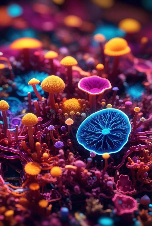 Colorful vivid bacteria and viruses microscope macro shot vector illustration