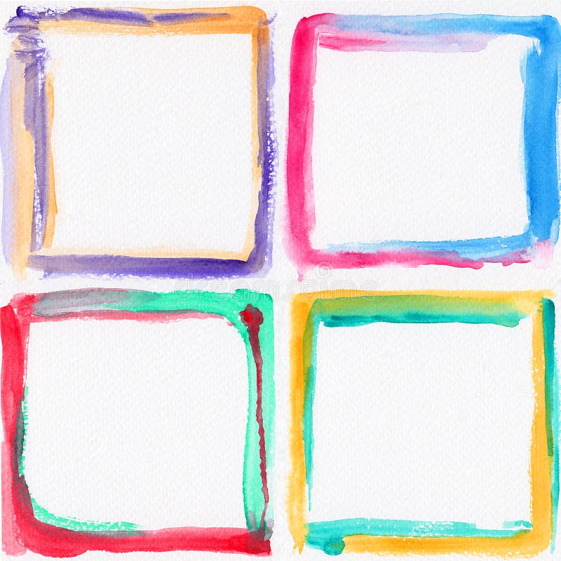 Colorful watercolor frames stock illustration. Illustration of color