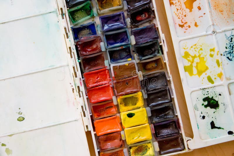 Colorful watercolor paintbox palette