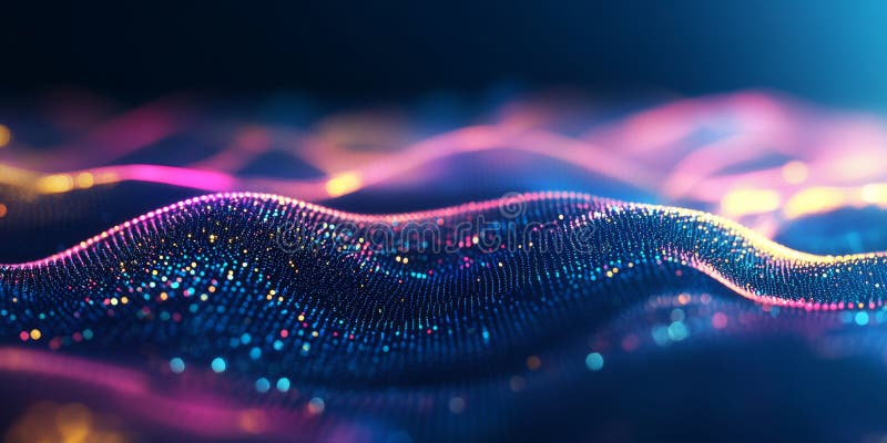 A colorful wave on a dark background, created by a computer royalty free stock photography