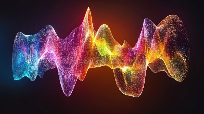 Colorful wave data flow, abstract background, tech design stock photo