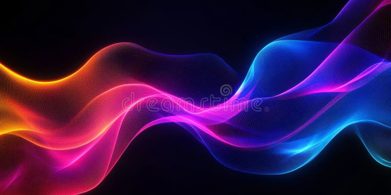 A colorful wave flows on a black background, resembling smoke royalty free stock photo