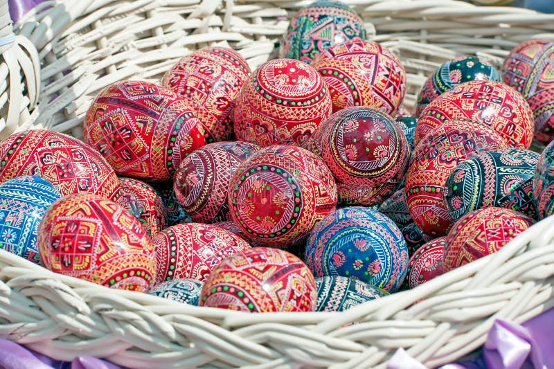 Colorful Waxed Ukrainian Easter Eggs Stock Photo Image of festive