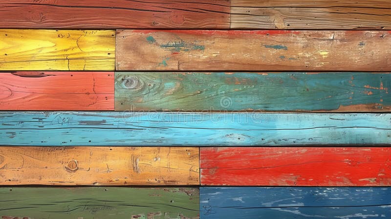 Colorful weathered wooden planks in a horizontal layout royalty free stock images