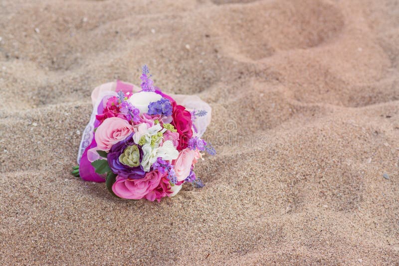 Colorful Wedding Flowers on the Beach. Stock Photo Image of elegant