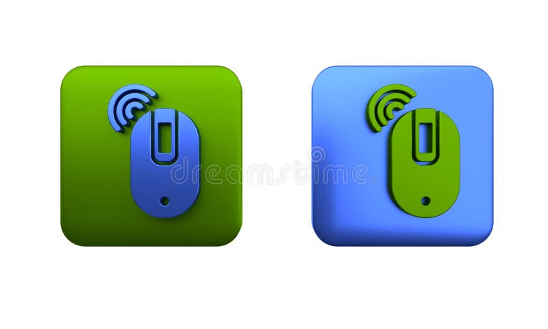 Colorful Wireless computer mouse icon isolated on white background. Optical with wheel symbol. Square button. 3D render royalty free illustration