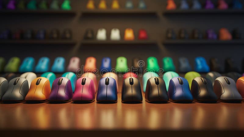 Colorful wireless mouses, computer mice, Created using generative AI tools