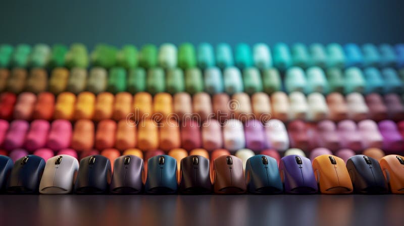 Colorful wireless mouses, computer mice stock illustration
