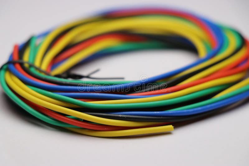 Colorful Wires or Cables Used To Connect Different Electronic Components on White Background