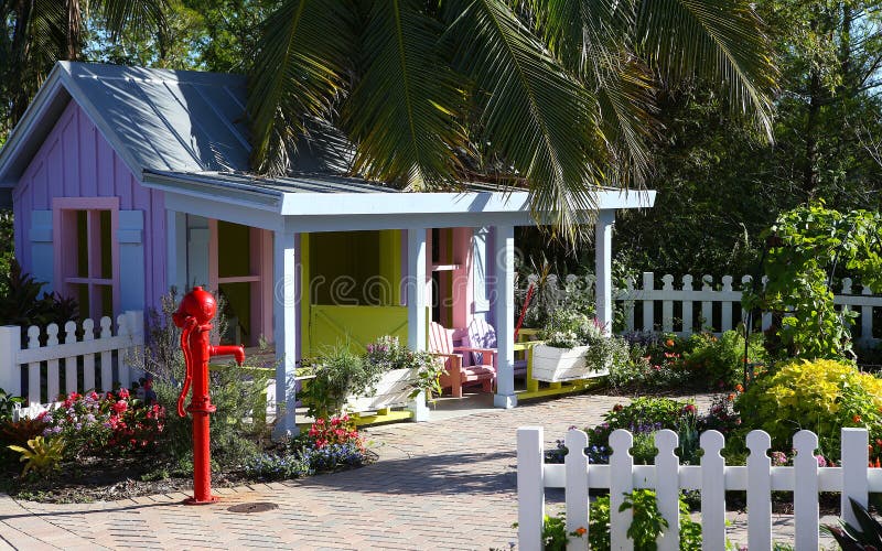 Colorful wood house in Naples, Florida stock photo Colorful wood house in Naples, Florida stock photo