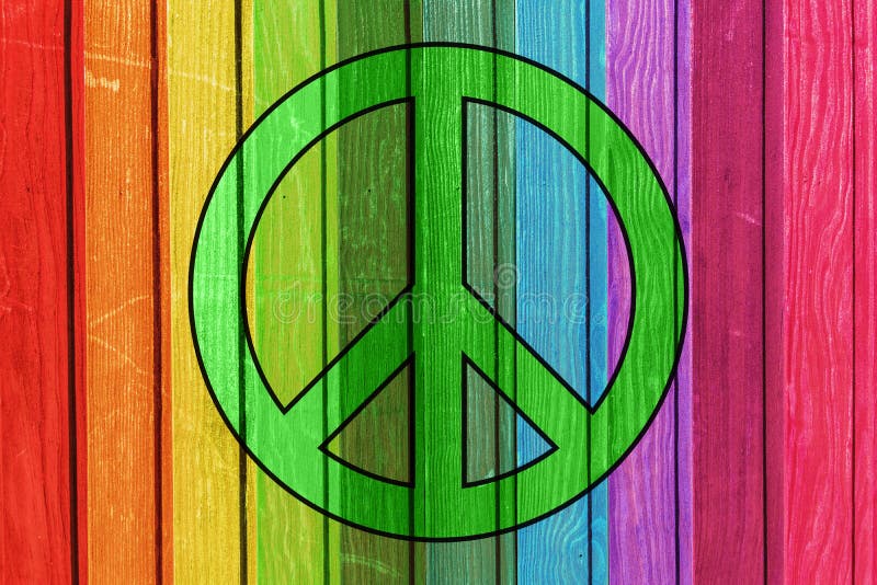 Colorful Wood Planks - Peace Symbol