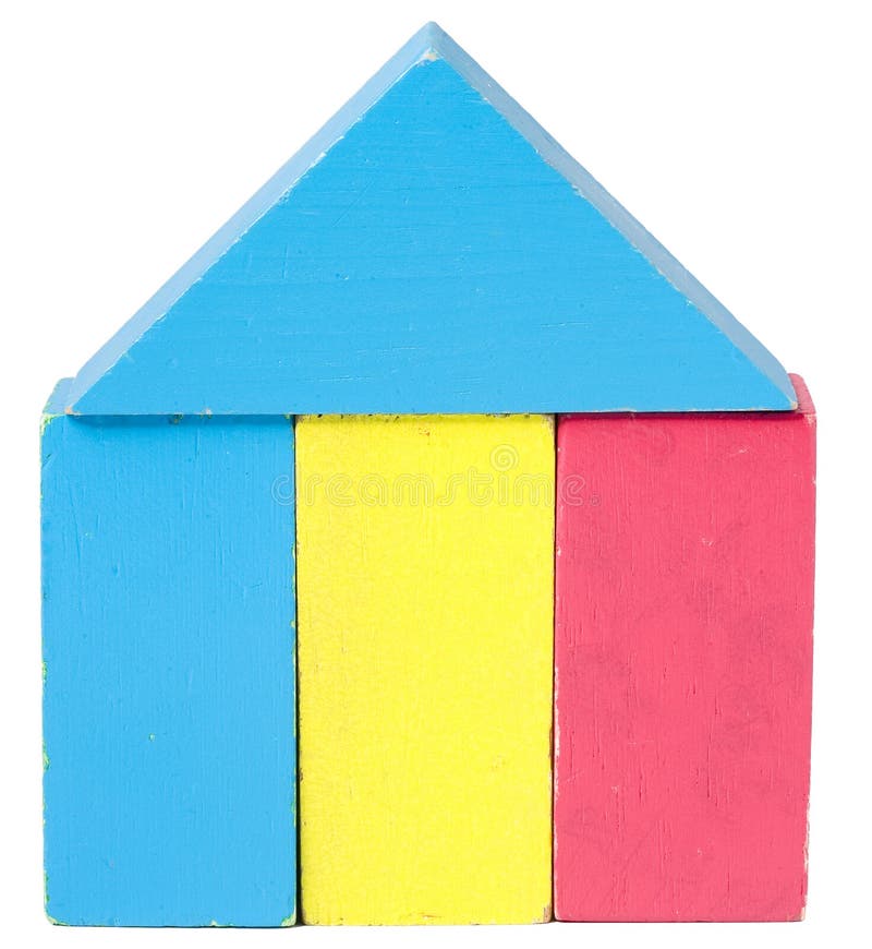 Colorful Wooden Block House Stock Image Image of bricks, toys 3458133