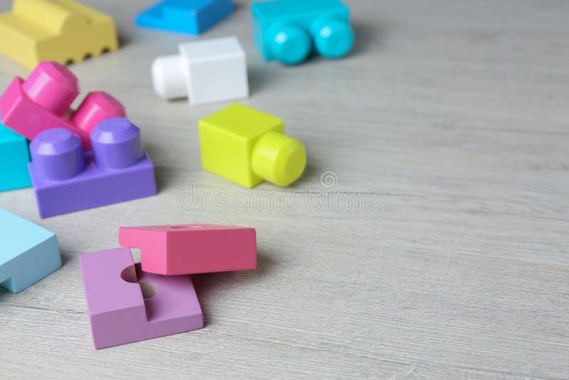 Colorful Wooden Blocks on White Table, Space for Text. ABA Therapy