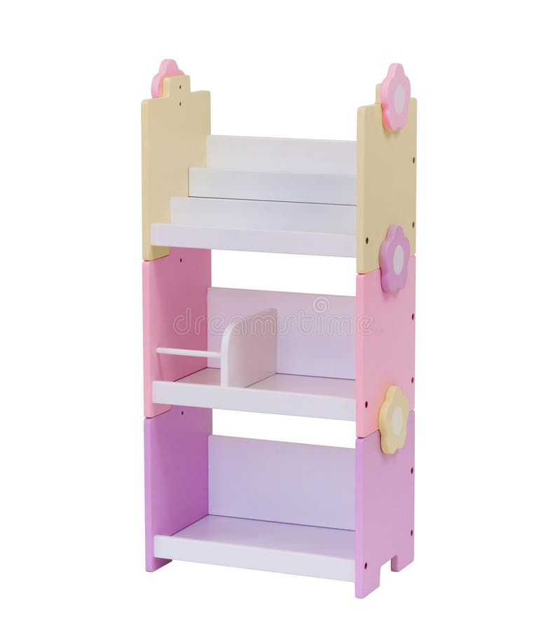 Colorful wooden book shelf royalty free stock photo