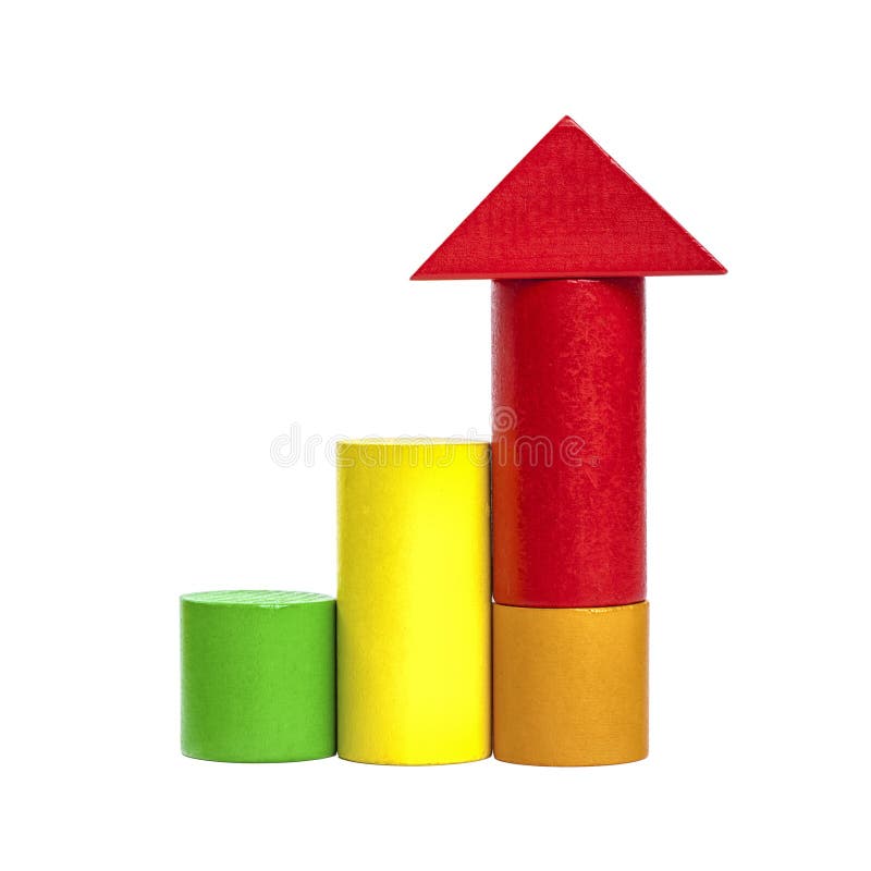 Colorful wooden building blocks isolated on white stock image