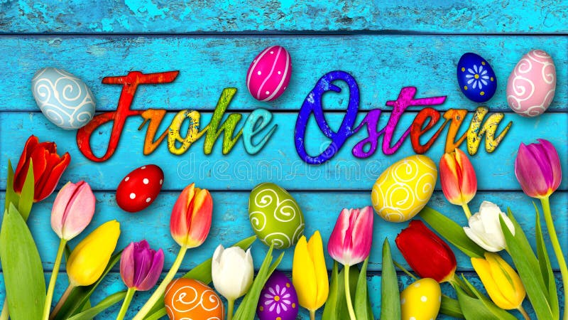 Colorful wooden german happy easter background royalty free stock images