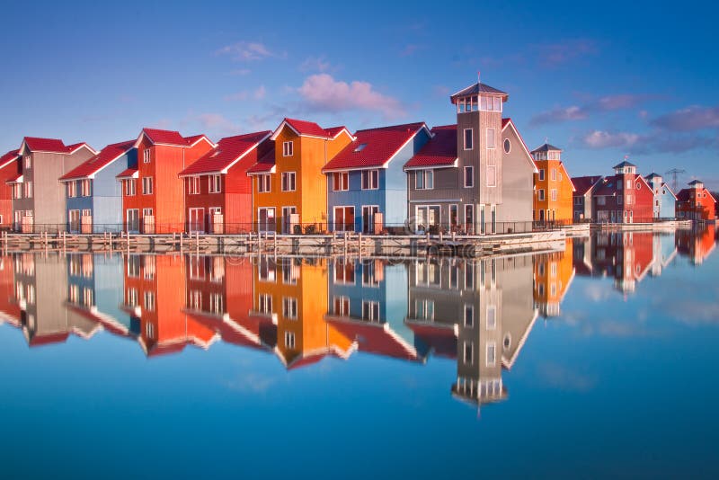 Colorful Wooden Houses Near Water Stock Photo Image Of House Morning