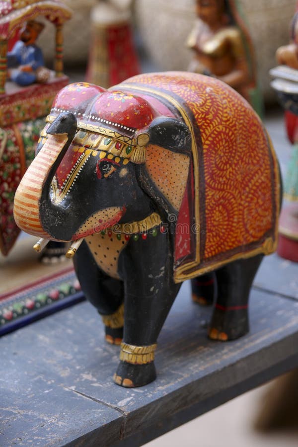 Colorful Wooden Indian Elephant stock images