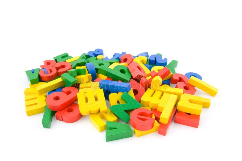 Colorful wooden letters stock image