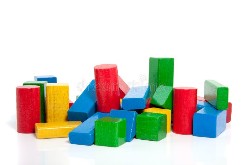Colorful wooden play blocks stock images