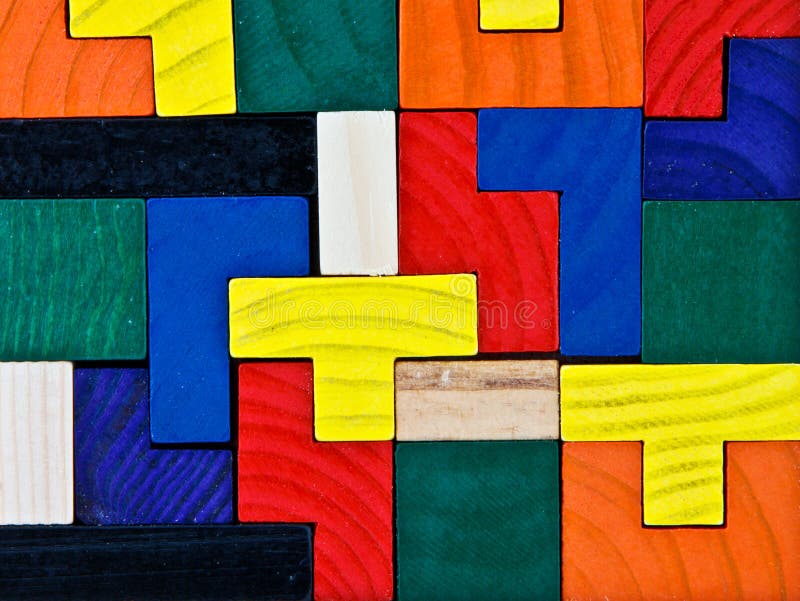 Colorful wooden puzzle stock photo