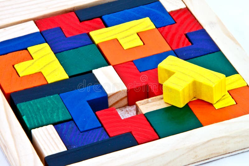Colorful wooden puzzle royalty free stock images