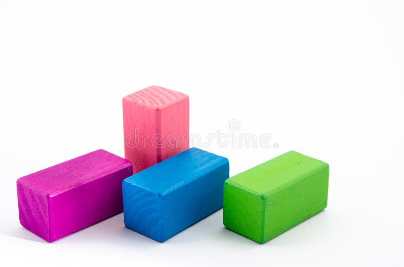 Colorful wooden toy block stock image