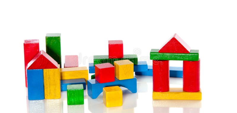 Colorful wooden toy bocks royalty free stock images