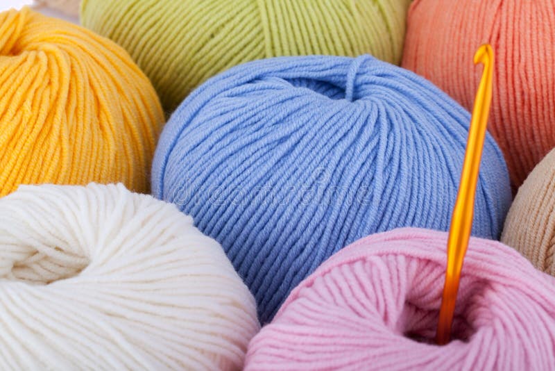 Colorful wool yarn balls stock image. Image of closeup 100577983