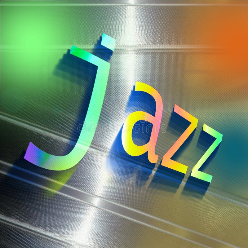 Colorful word JAZZ on reflecting abstract aluminum plate. Music information concept. vector illustration Colorful word JAZZ on reflecting abstract aluminum plate. Music information concept. vector illustration