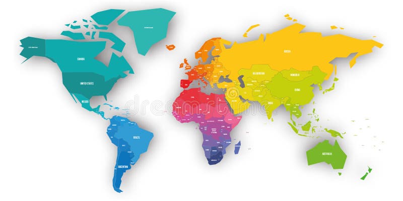 Simple World Map With Names Colorful Map Of World. Simplified Vector Map With Country Name Labels Stock  Vector - Illustration Of Land, Country: 115206465