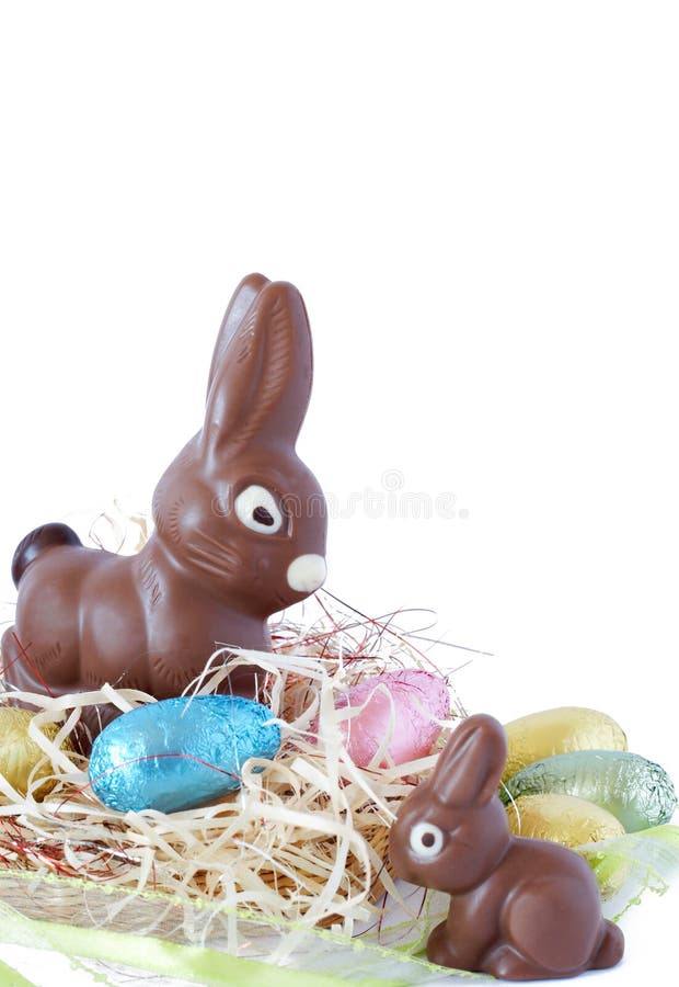 Colorful wrapped chocolate Easter eggs