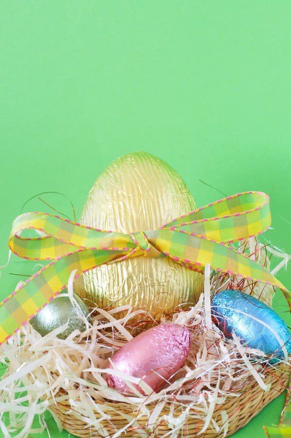 Colorful wrapped chocolate Easter eggs