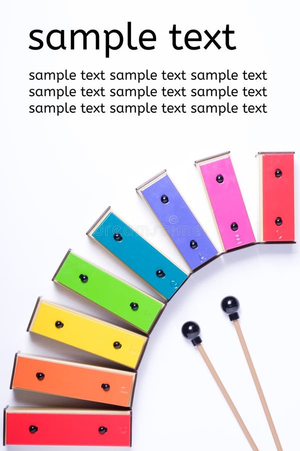 Colorful xylophone isolated on white background. Colorful musical notes stock images, royalty-free photos and pictures