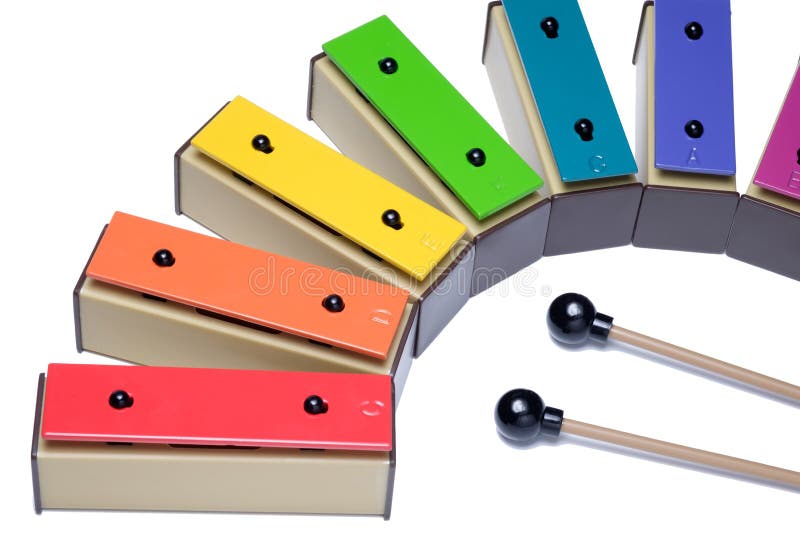 Colorful xylophone isolated on white background. Colorful musical notes stock images, royalty-free photos and pictures