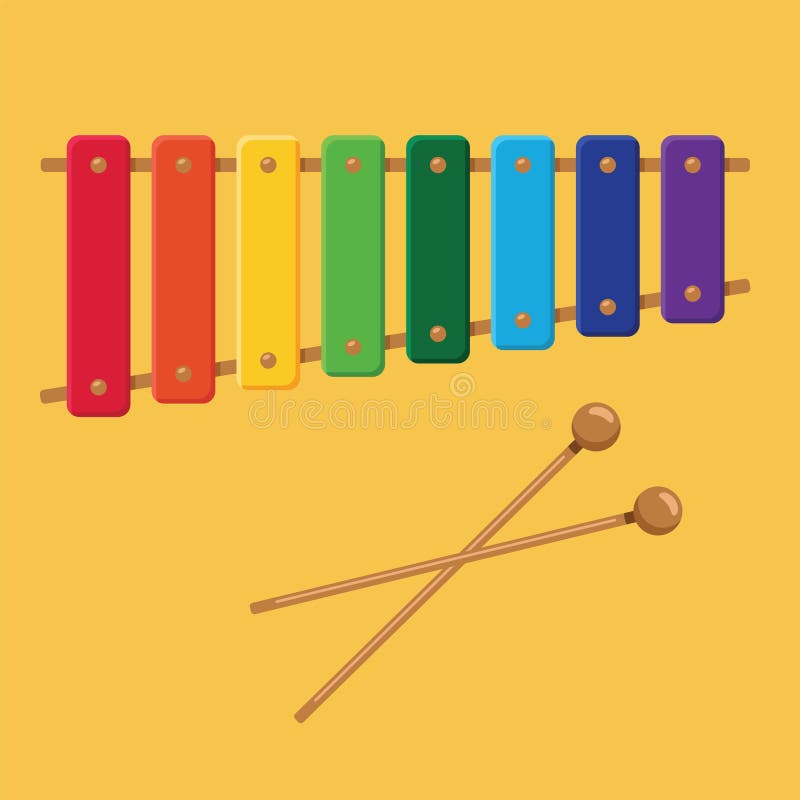Colorful Xylophone Toy and Sticks Stock Vector Illustration of