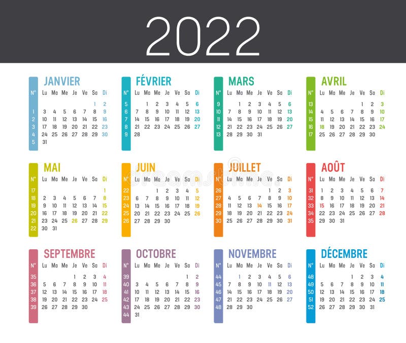 Year 2022 Calendar Vector Template Stock Vector - Illustration Of Simple, Design: 229325630