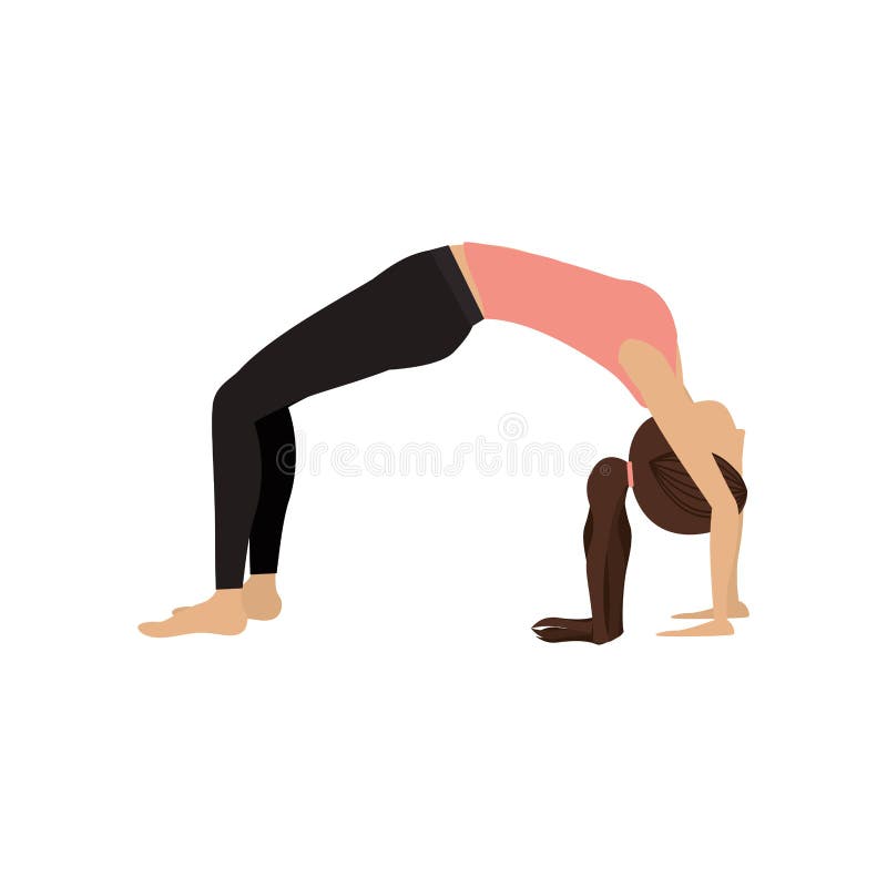 Colorful Yoga Woman Upward Bow Pose Stock Vector - Illustration of ...