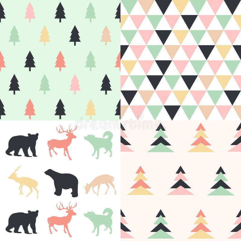 Winter christmas vector seamless patterns vector illustration